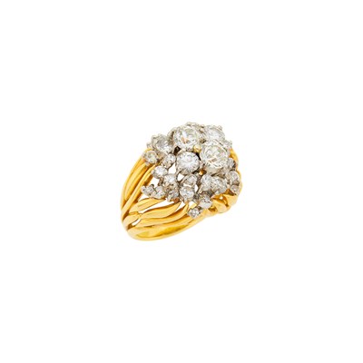 Lot 91 - Kurt Wayne Gold, Platinum and Diamond Cluster Dome Ring