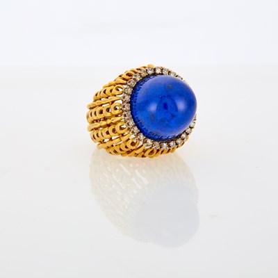 Lot 1156 - Two-Color Gold, Lapis and Diamond Ring