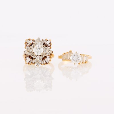 Lot 1277 - Gold and Diamond Ballerina Ring and Gold and Simulated Diamond Ring