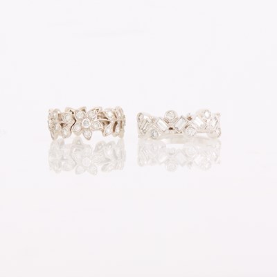 Lot 1075 - Pair of White Gold and Diamond Band Rings