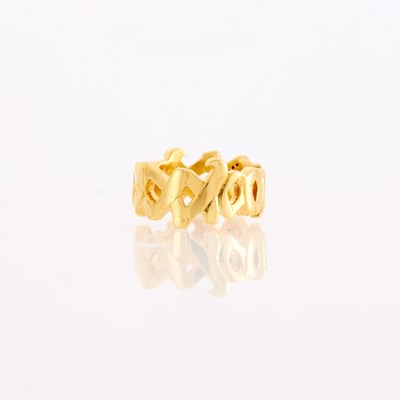 Lot 1001 - Tiffany & Co., Paloma Picasso Gold and Diamond 'Grafitti Love and Kisses' Band Ring