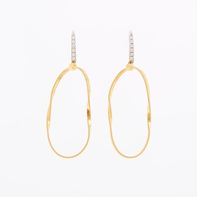 Lot 1189 - Marco Bicego Pair of Two-Color Gold and Diamond Pendant-Earrings