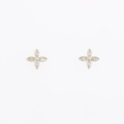 Lot 1064 - Tiffany & Co. Pair of Platinum and Diamond 'Victoria' Stud Earrings