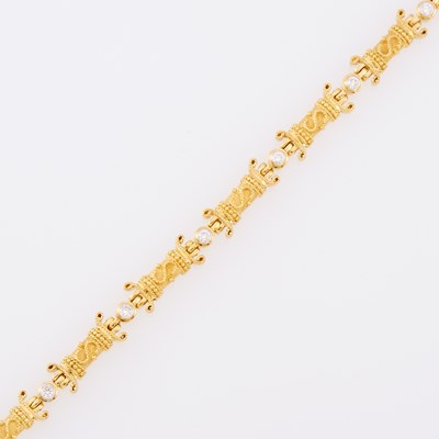 Lot 1195 - Gold and Diamond Link Bracelet
