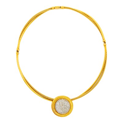 Lot 26 - David Yurman Gold Necklace with Two-Color Gold and Diamond Enhancer