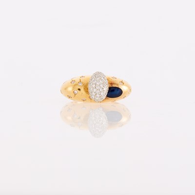 Lot 1013 - La Nouvelle Bague Two-Color Gold, Diamond and Blue Enamel Ring