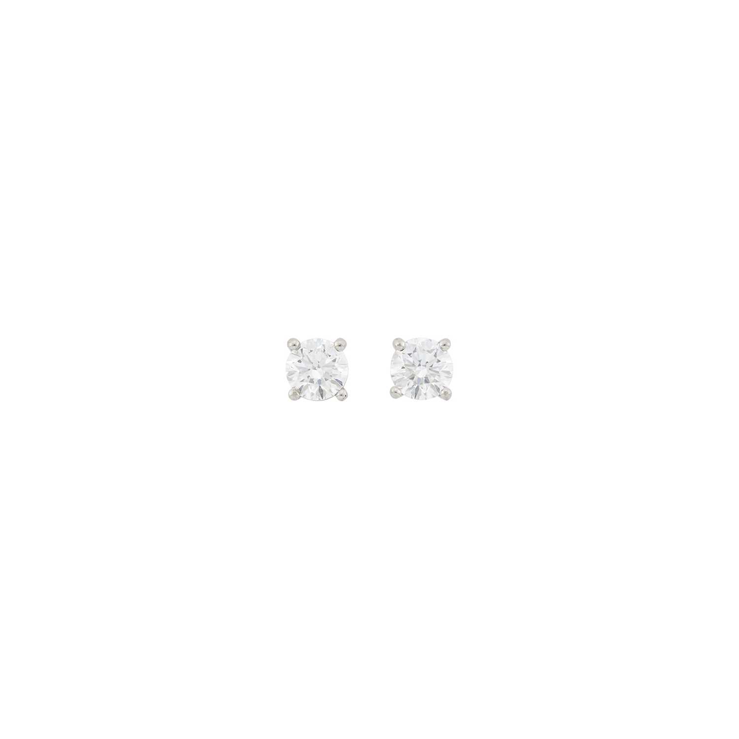 Lot 79 - Tiffany & Co. Pair of Platinum and Diamond Stud Earrings