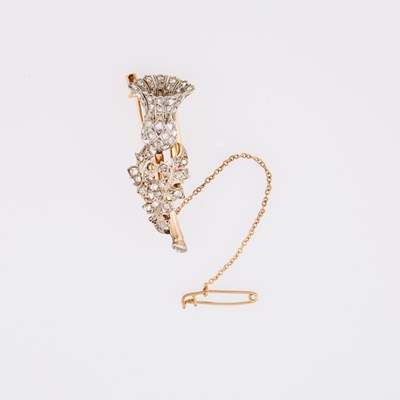 Lot 1118 - Gold, Platinum and Diamond Scottish Thistle Flower Receptacle Brooch