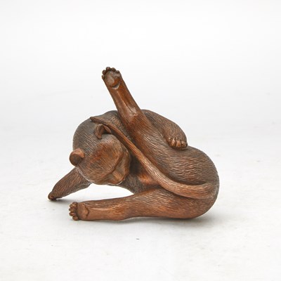 Lot 755 - A Japanese Boxwood Sculpture of a Cat