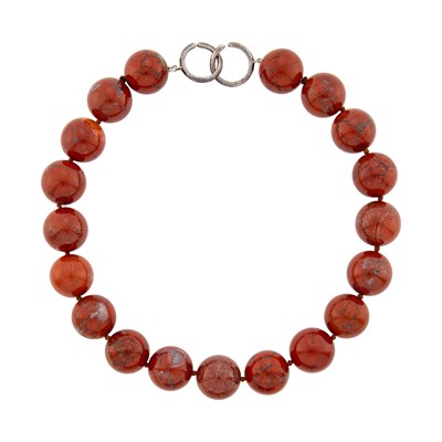 Lot 1298 - Tiffany & Co. Paloma Picasso Jasper Bead Necklace with Silver Clasp
