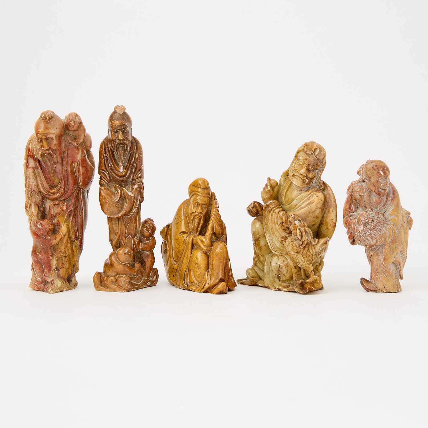 Lot 60 - A Group of Five Chinese Soapstone Figural Carvings
