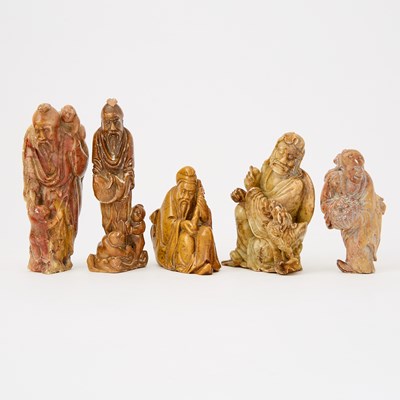 Lot 60 - A Group of Five Chinese Soapstone Figural Carvings