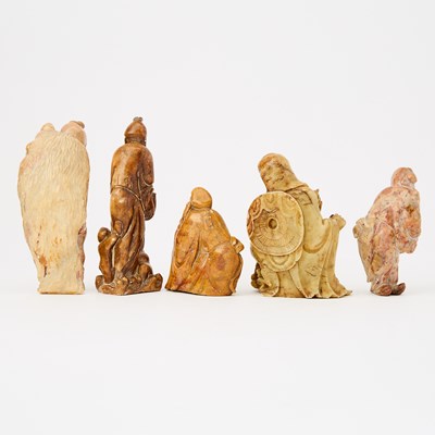Lot 60 - A Group of Five Chinese Soapstone Figural Carvings