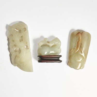 Lot 435 - A Chinese Spinach Jade Hu Tablet