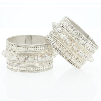 Lot 390 - Two Mixed Metal Cuff Bangle Bracelets