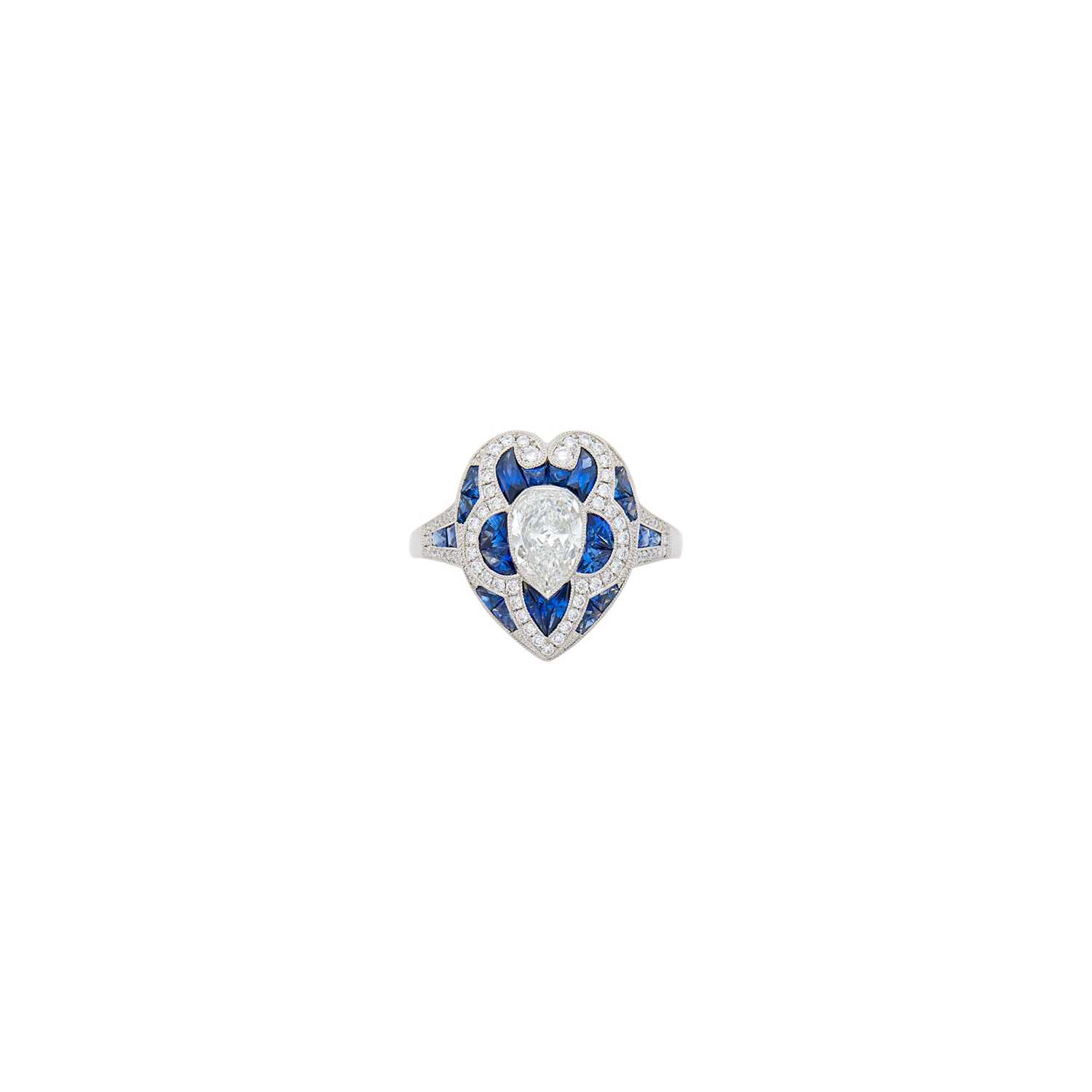 Lot 90 - Platinum, Sapphire and Diamond Ring