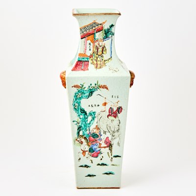Lot 223 - A Chinese Enameled Porcelain Square Vase