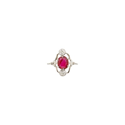 Lot 1130 - Platinum, Ruby and Diamond Ring