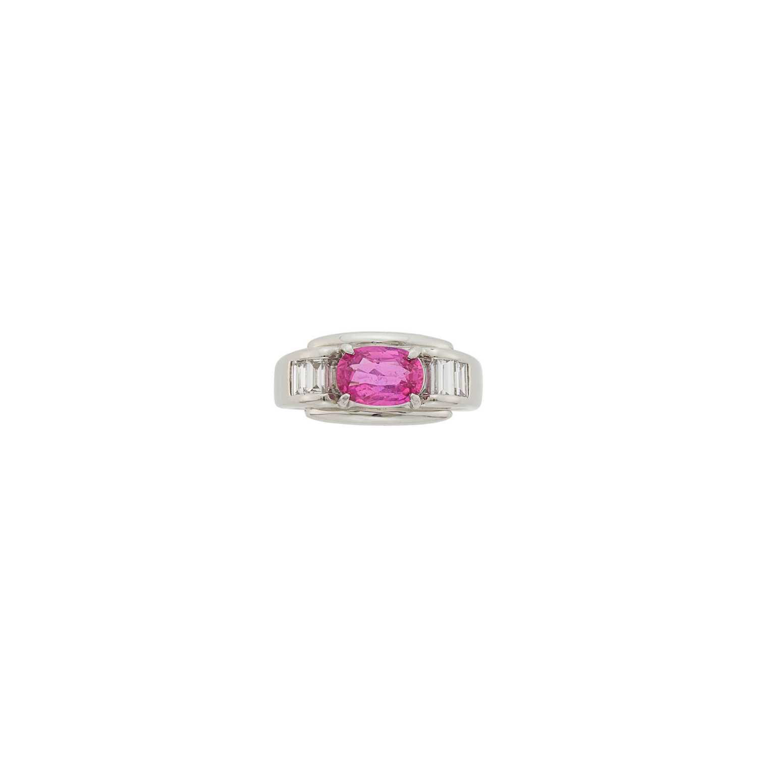 Lot 70 - Platinum, Pink Sapphire and Diamond Ring
