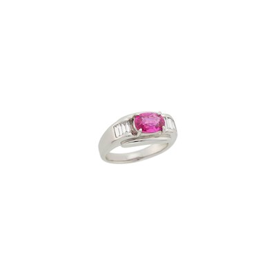Lot 70 - Platinum, Pink Sapphire and Diamond Ring