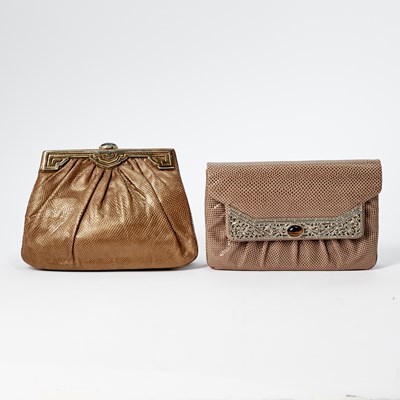 Lot 181 - Judith Leiber Two Lizard Skin and Colored Stone Clutches