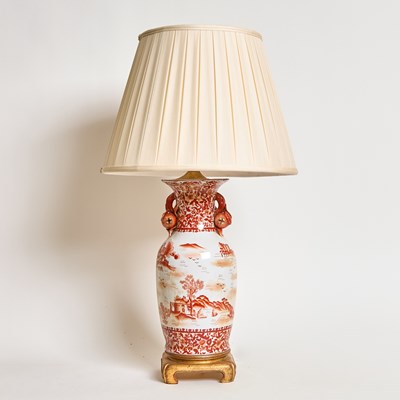 Lot 127 - Chinese Iron Red Porcelain Vase as a Lamp