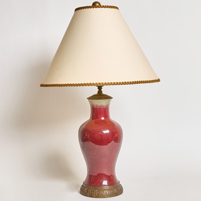 Lot 136 - Chinese Porcelain Oxblood Vase as a Lamp