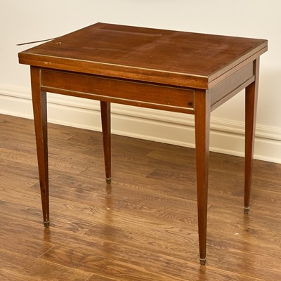 Lot 130 - Neoclassical Style Brass and Mahogany Flip Top Games Table