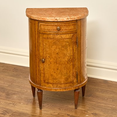 Lot 135 - Louis XVI Style Walnut Demilune Side Cabinet