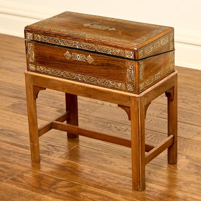 Lot 149 - Regency Style Mother-of-Pearl Inlaid Rosewood Lap Desk on Stand