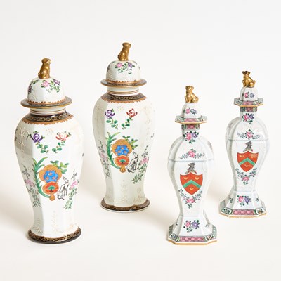 Lot 155 - Two Pairs of Chinese Style Porcelain Vases