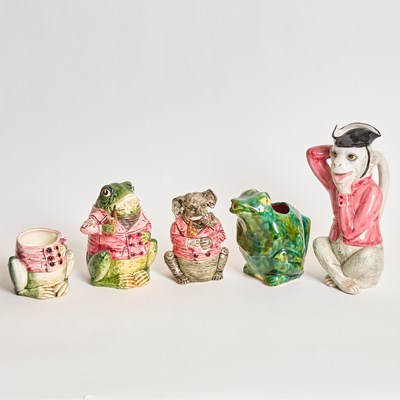 Lot 121 - Five Majolica Animal Form Table Articles
