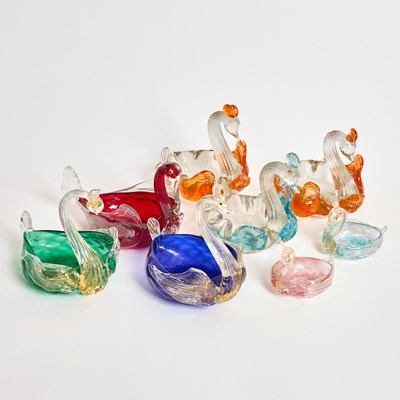 Lot 163 - Eight Italian Glass Swan-Form Bowls