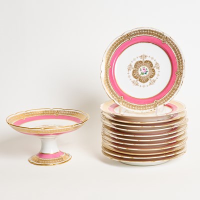 Lot 140 - Twelve Sevres Porcelain Dessert Plates and a Compote