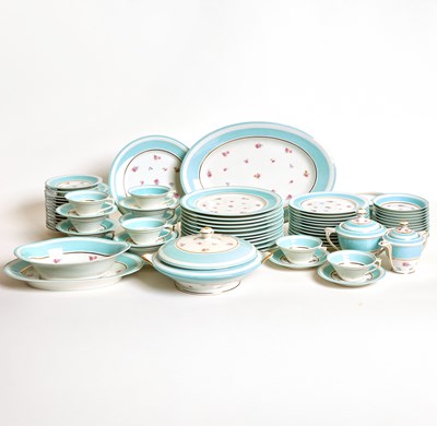 Lot 171 - Haviland Limoges Porcelain Robin's Egg Blue and Pink Floral Dinner Service