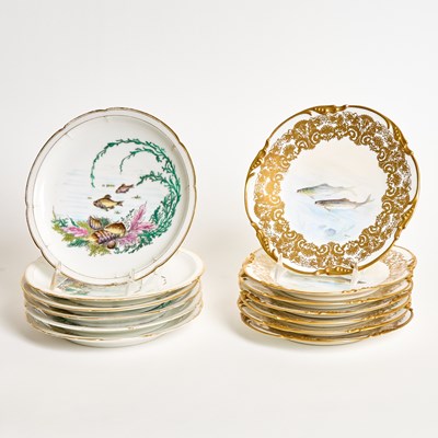 Lot 175 - Seven Limoges Hand-Painted Porcelain Fish Plates