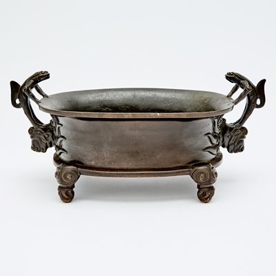 Lot 578 - A Chinese Cast Bronze Footed Censer