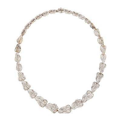 Lot 80 - Silver, Gold and Diamond Leaf Necklace