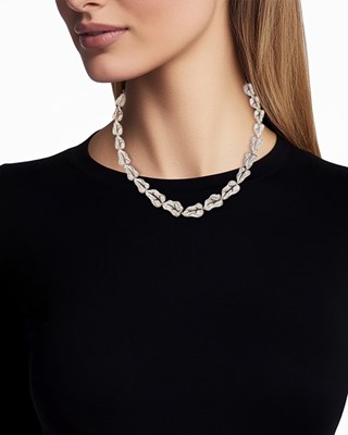 Lot 80 - Silver, Gold and Diamond Leaf Necklace