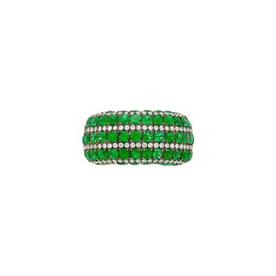 Lot 63 - Two-Color Gold, Emerald and Diamond Bombé Ring
