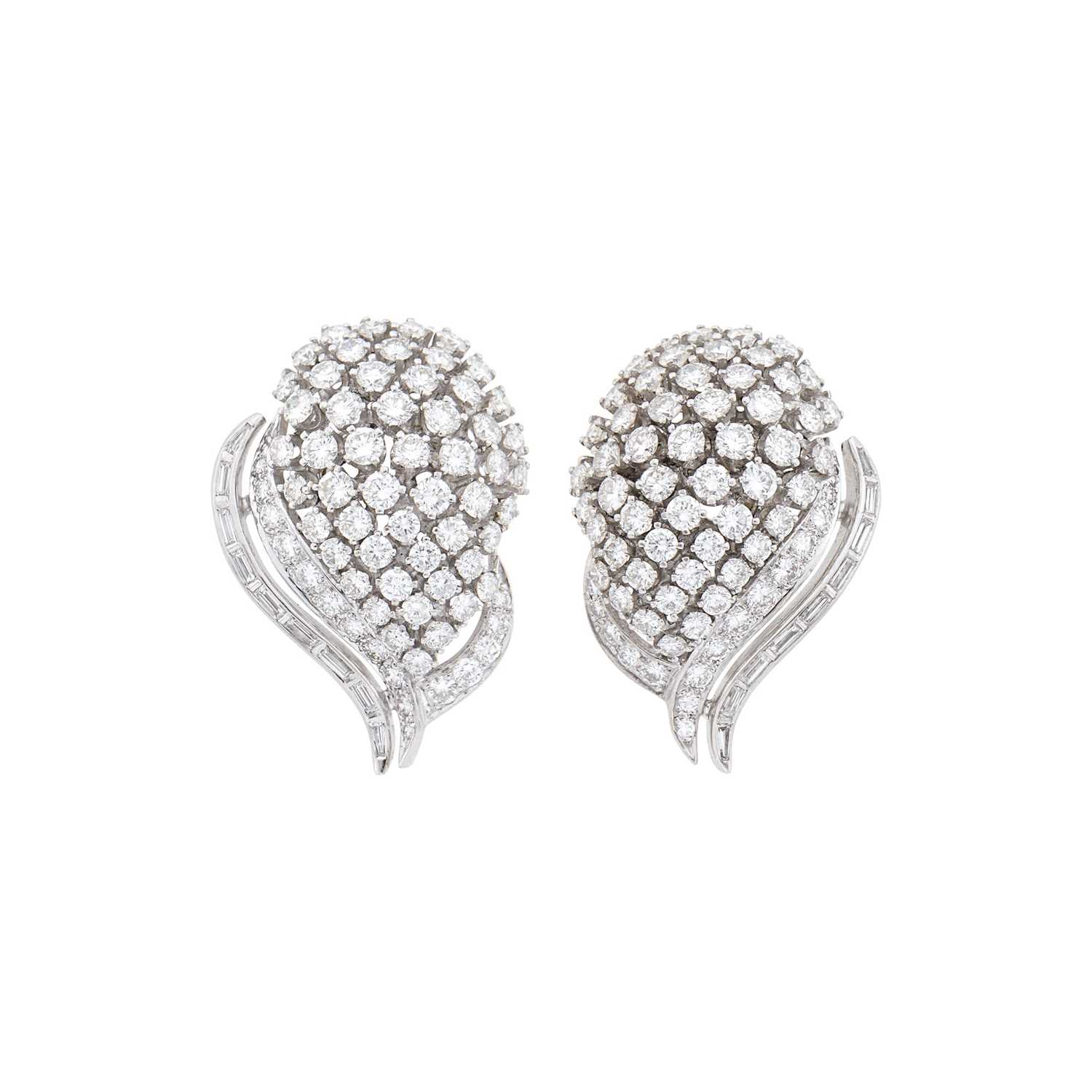 Lot 81 - Pair of Platinum and Diamond Earrings