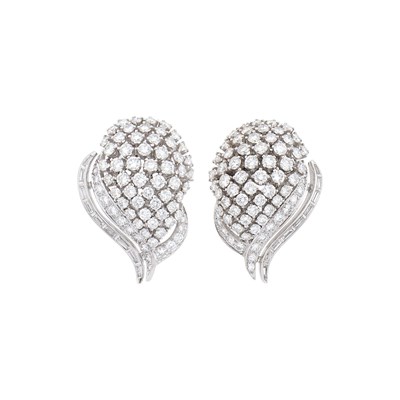 Lot 81 - Pair of Platinum and Diamond Earrings