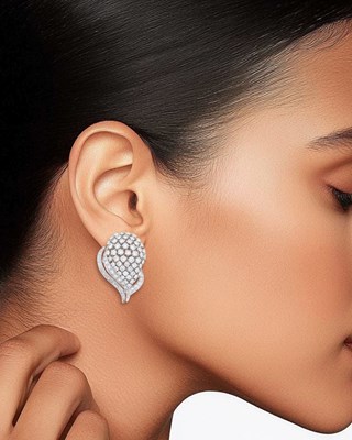 Lot 81 - Pair of Platinum and Diamond Earrings