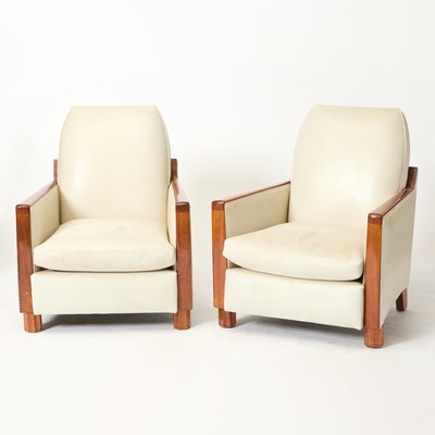 Lot 314 - Pair of French Art Deco Leather Upholstered Armchairs