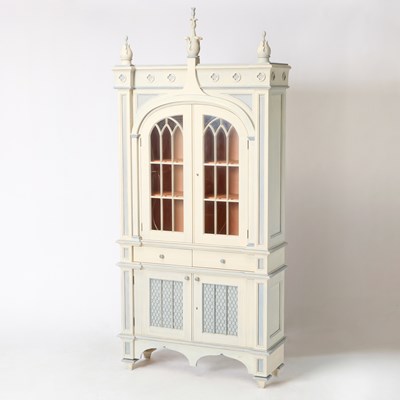 Lot 370 - Custom Gothic Style Painted Bookcase Cabinet