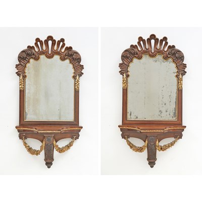 Lot 111 - Pair of George III Style Parcel-Gilt Mahogany Mirrors