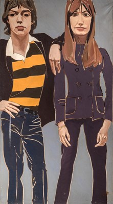 Lot 624 - A fabulous large painting of Mick Jagger and Françoise Hardy