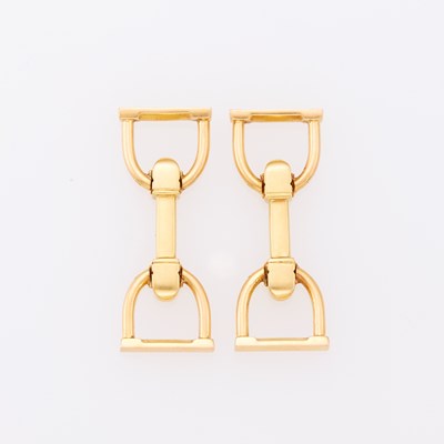 Lot 1140 - Pair of Two-Color Gold Stirrup Cufflinks, France