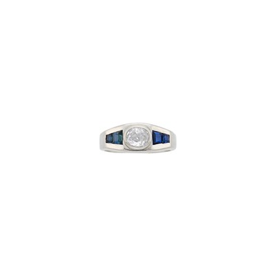Lot 1132 - Platinum, Diamond and Sapphire Ring