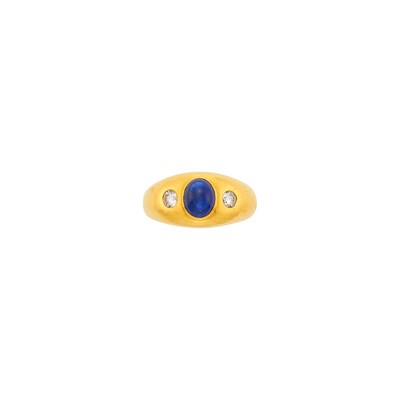 Lot 1085 - Cartier Gold, Cabochon Sapphire and Diamond Ring, France